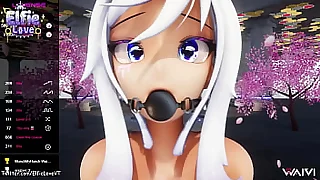 Hentai Vtuber Elfie Honour gets imitate penetration w ahegao amp ballgag amp squirts VR 3D  VRCHAT  MMD
