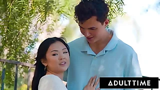 ADULT TIME  Pygmy Teen Lulu Chu Sneaks Say no to Boyfriend In For Fuck While Stepmom Is Home!