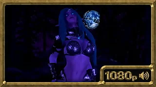 Tyrande gorgeous night elf winking nearby the phosphorescent