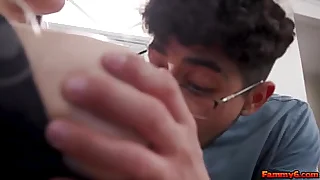 Diego Perez practices mamma going to bed from his wifes stepmom Kenzie Taylor who offers him her big titties