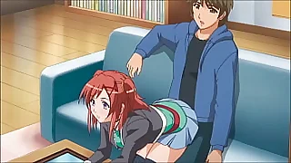 step Fellowclansman gets a boner when step Sister sits on him  Hentai Subtitled