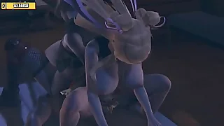 Hentai 3D HS13  Four juicy skirt get threesome with lucky guy