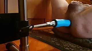 Naked fucking machine together with vibrator jerking