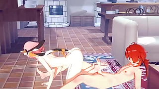 Genshin Full force Hentai  Diluc and Diona Footjob and rubbing the brush ass until Diluc cums  Japanese Asian Manga Anime Film Distraction Porn