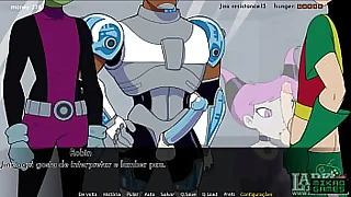 Teen Titans ep 32 Jinx Bukkake Beast Boy Cyborg e Robin