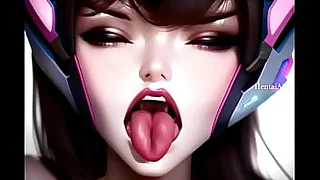 DVa Awaits Cum Tributes Ahegao Face Compilation
