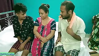 Hot Milf Aunty shared! Hindi latest trio sex