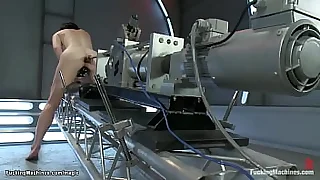 Hot babe ass fucked by chunky machines