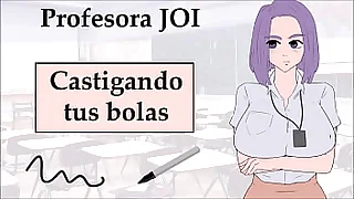 JOI con la profesora Castigando tus pelotas cuerda