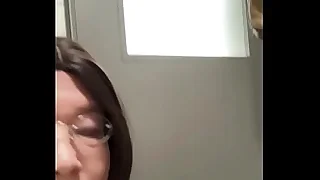 CD blowjob at public toilet before Bukkake