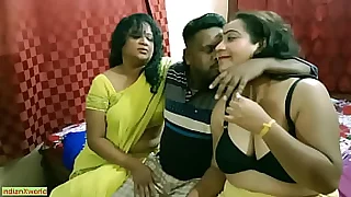 Indian Bengali boy object scared to fuck two milf bhabhi !! Best erotic triumvirate intercourse