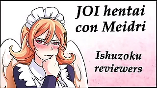 JOI hentai con Meidri Ishuzoku Reviewers voz espantildeola