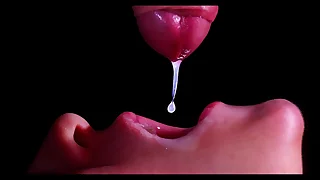 CLOSE UP BEST Milking Mouth be advantageous to your DICK! Sucking Horseshit ASMR Tongue and Lips BLOWJOB Imitate CUMSHOT XSanyAny