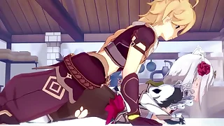 Noelle gives Aether an intense Fucking  Genshin Impact Making love