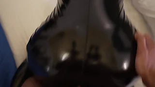 He picks me up and fucks me from behind and cums on my latex suit I love doggystyle
