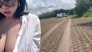 Smoking Cigarette and Bouncing Boobs at hand Male Shirt to get private place for masturbate and fast Shinny up