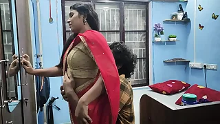 Mallu girl hot red half saree romance and sex with schoolboy side
