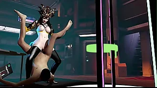 3D sexy Asian robot wearing sexy lingerie got their way drenched pussy fucked so hard