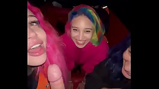 Girls surprised guy and sucked him off on motor boat